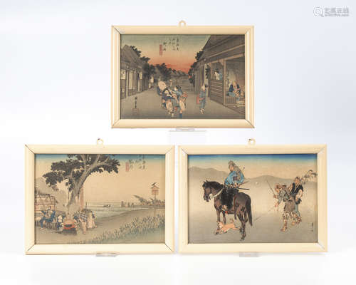 2 und 1 Farbholzschnitt.Hiroshige, Utagawa: Ansicht eines Teestandes. / derselbe: