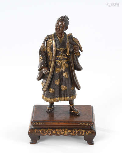 MIYAO, Eisuke: Junger Samurai mit Falken.Miyao, Eisuke: Young Samurai with Falcon. Bronze Sculpture,