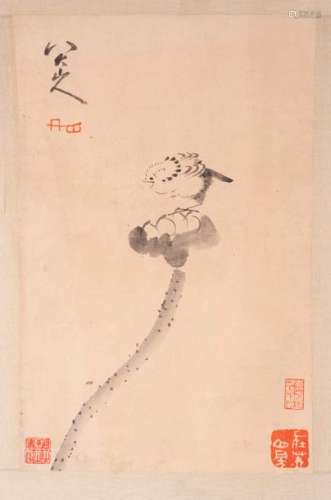 Estampe japonaise, signée de Rosamjin, représentant…