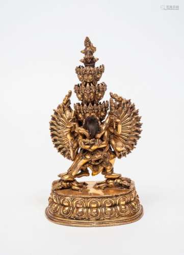 Bronze tibétain en bronze doré avec mille…