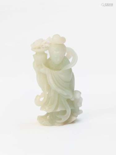 Sujet en jade céladon représentant la déesse…