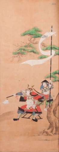 Fusumoae représentant un shogun qui donne…