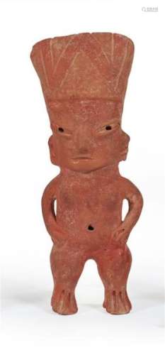 MEXIQUE Figure féminine en terre cuite rouge, repr…