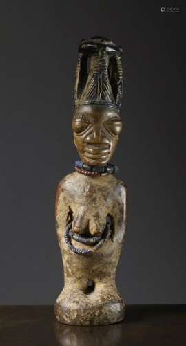 Figure de jumelle Yoruba Nigeria Bois. H. 28 cm La…
