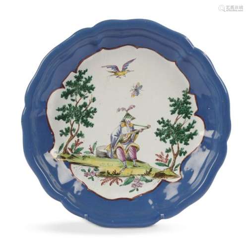 Milan Plat rond en faïence décor polychrome au cen…