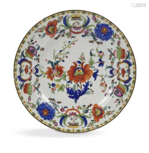 Niderviller Plat rond en porcelaine à décor polych…