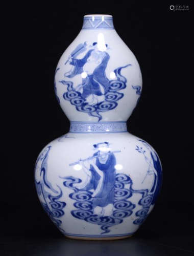 A CHARACTER STORY PAINTED BW GOURD VASE