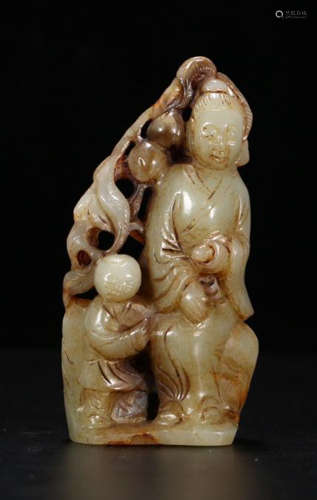 AN HETIAN JADE CHARACTER STORY CARVED ORNAMENT