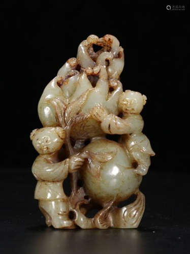AN HETIAN JADE CHARACTER STORY CARVED ORNAMENT