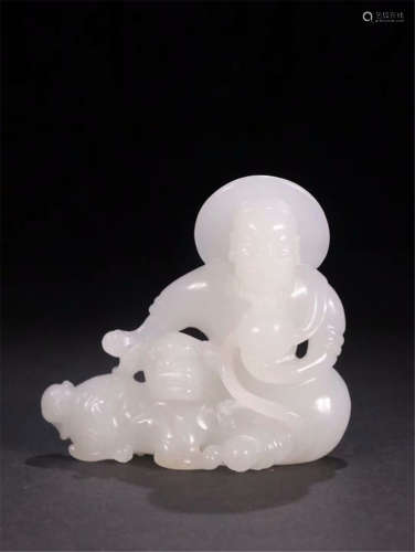 CHINESE WHITE JADE SEATED LOHAN