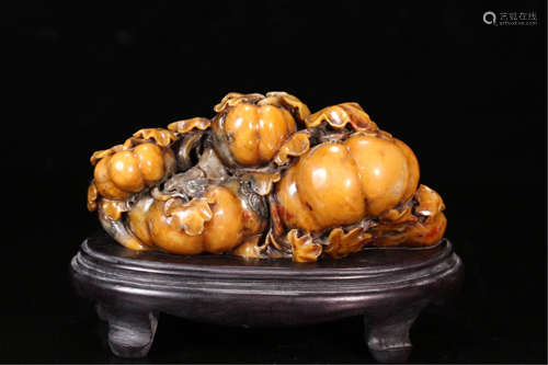 CHINESE SOAPSTONE MELON TABLE ITEM