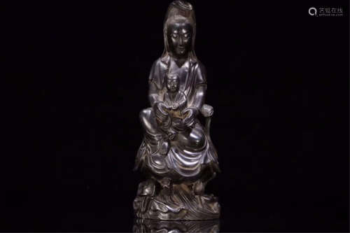 CHINESE HARDWOOD ZITAN SEATED GUANYIN