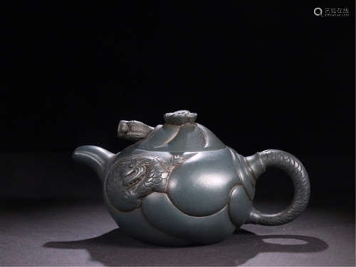 CHINESE BLUE YIXING ZISHA CLAY TEA POT