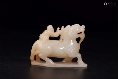 CHINESE JADE BEAST WITH BOY TABLE ITEM