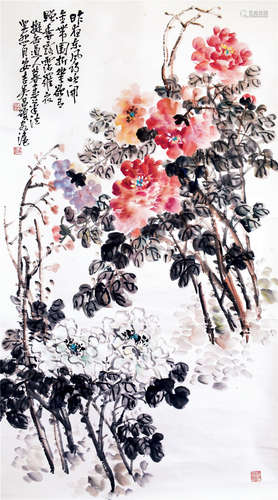 CHINESE SCROLL PAINTING OF FLOWER