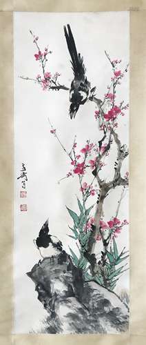 CHINESE SCROLL PAINTING OF BIRD AND FLOWER