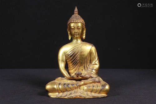 CHINESE GILT BRONZE SEATED SAYKAMUNI