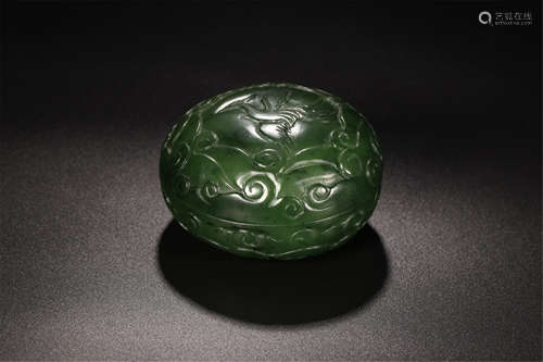 CHINESE SPINACH JADE PHOENIX BOX