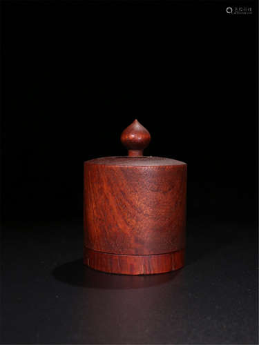 CHINESE AGALWOOD ARCHER'S RING CASE IN ROSEWOOD CASE