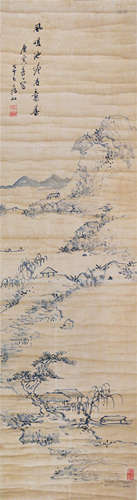 CHINESE SCROLL PAINTING OF MOUNTAIN VIEWS