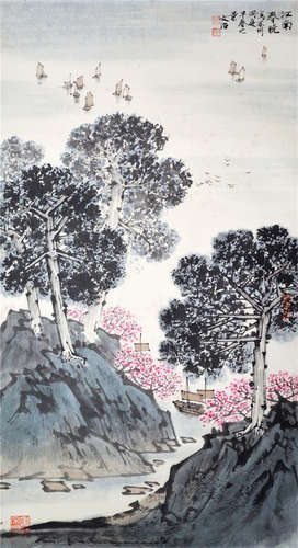 CHINESE SCROLL PAINTING OF MOUNTAIN VIEWS