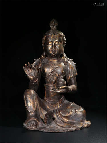 TIBETAN BRONZE SEATED GURU