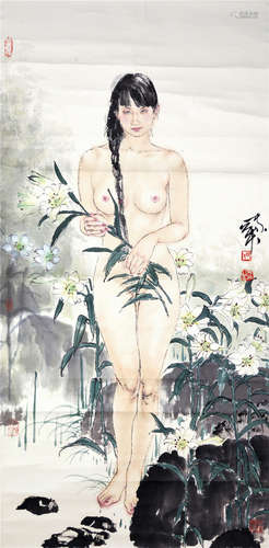 CHINESE SCROLL PAINTING OF NUDE