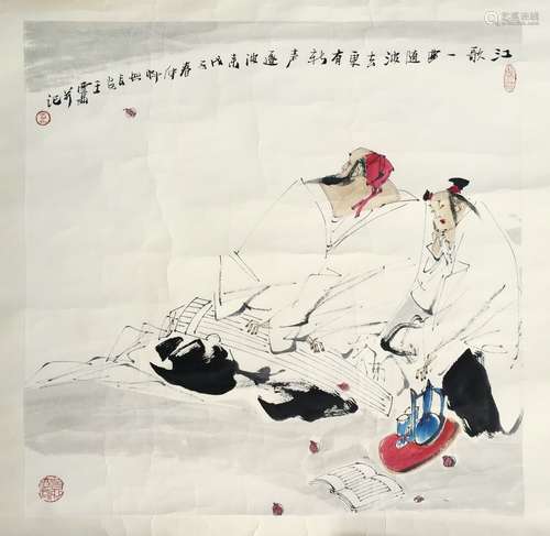 CHINESE SCROLL PAINTING OF TWO FIGURES