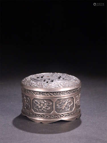 TIBETAN PURE SILVER LIDDED INCENSE CAGE