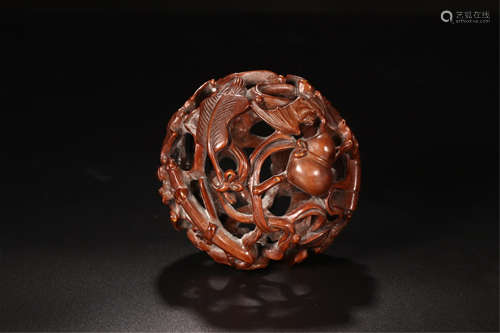 CHINESE BOXWOOD CARVED BALL TABLE ITEM