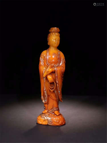 CHINESE SOAPSTONE STANDING GUANYIN