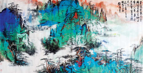 CHINESE SCROLL PAINTING OF MOUNTAIN VIEWS