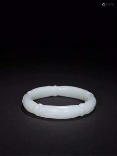 CHINESE WHITE JADE BAMBOO BANGLE