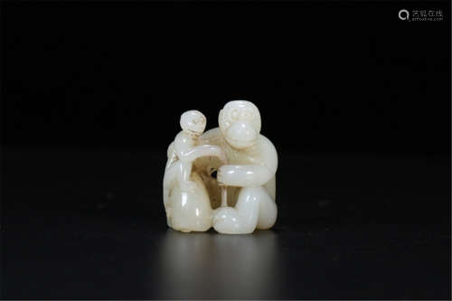 CHINESE JADE MONKEY TABLE ITEM