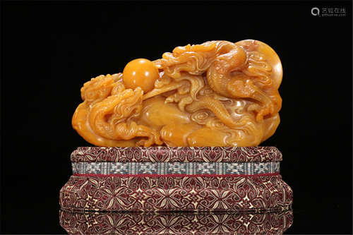 CHINESE TIANHUANG STONE DRAGON TABLE ITEM