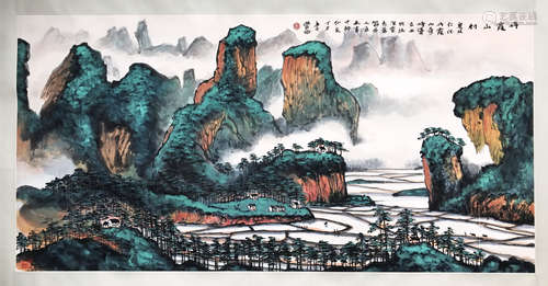 CHINESE SCROLL PAINTING OF MOUNTAIN VIEWS