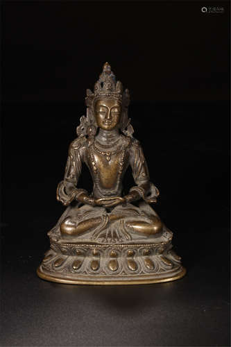 TIBETAN BRONZE SEATED BUDDHA