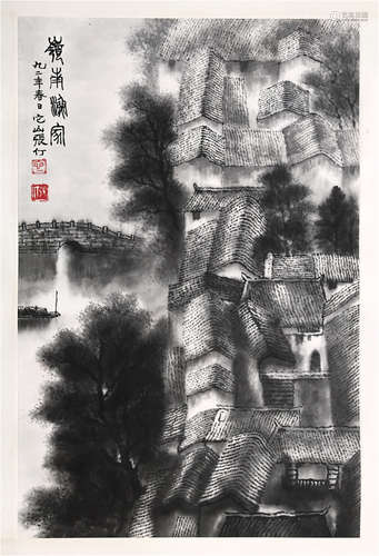 CHINESE SCROLL PAINTING OF LANDSCAPE