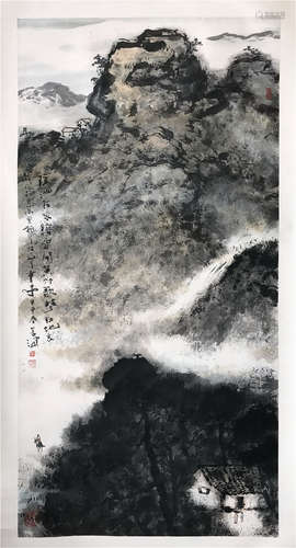 CHINESE SCROLL PAINTING OF MOUNTAIN VIEWS