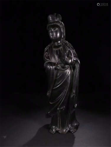 CHINESE HARDWOOD ZITAN STANDING GUANYIN