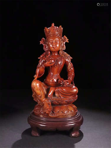 CHINESE SOAPSTONE SEATED GUANYIN