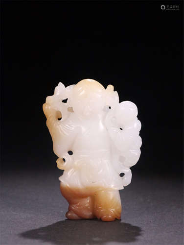 CHINESE WHITE JADE STANDING LOHAN