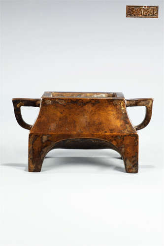 CHINESE BRONZE SQUARE CENSER