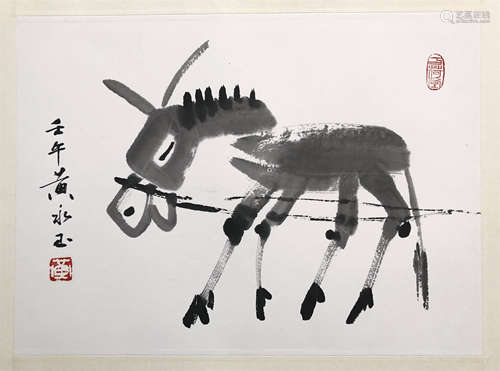 CHINESE SCROLL PAINTING OF DONKEY