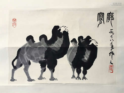 CHINESE SCROLL PAINTING OF CAMEL