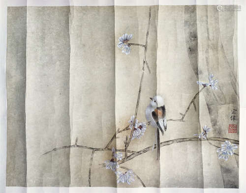 CHINESE SCROLL PAINTING OF BIRD AND FLOWER