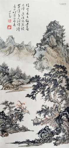 CHINESE SCROLL PAINTING OF MOUNTAIN VIEWS