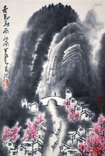 CHINESE SCROLL PAINTING OF MOUNTAIN VIEWS