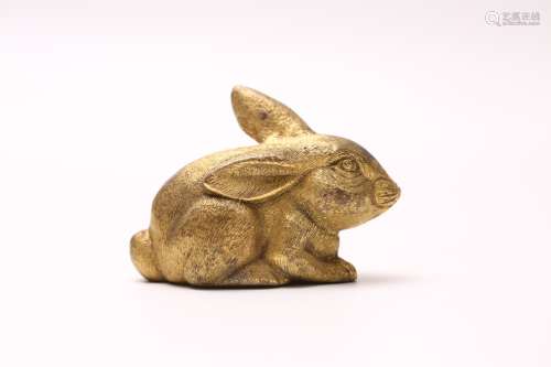A Chinese Gilt Bronze Rabbit