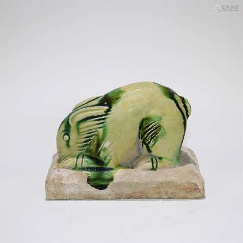 A Chinese Green Glazed Porcelain Rabbit